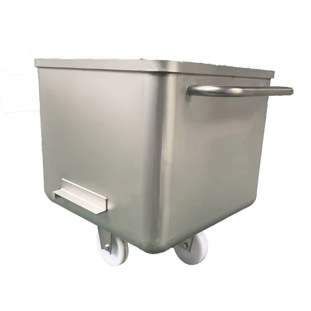 New Design Customization 304 Stainless Steel Meat Buggy Hopper Mobile Cart Trolley Meat Trolley