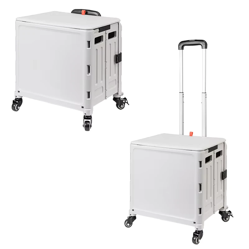 New Design Foldable Stair Climbing Rolling Storage Box with Telescopic Handle Multifunctional Collapsible Utility Cart