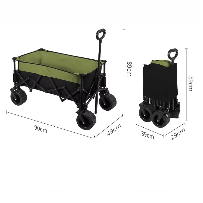 New Design Four Wheel Folding Portable Outdoor Stall Trolley for Camping Beach Travel Shopping Storage Tools Handcart JYHE