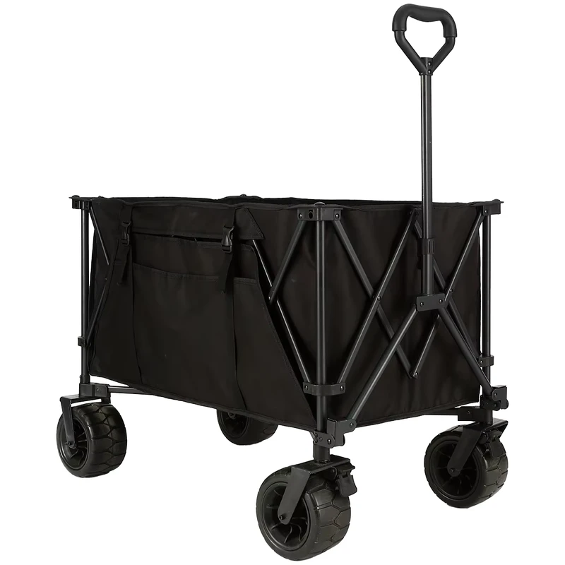 New Design Heavy Duty Double Layer Stainless Steel Four Wheel Portable Foldable Shopping Beach Camping Platform Wagon OEM