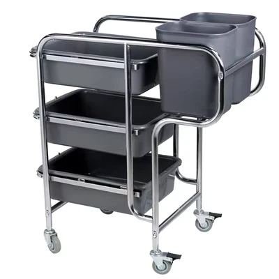 New Design Kitchen Plastic Push Trolley Cart for Bowls Dishes Collection Push Cart