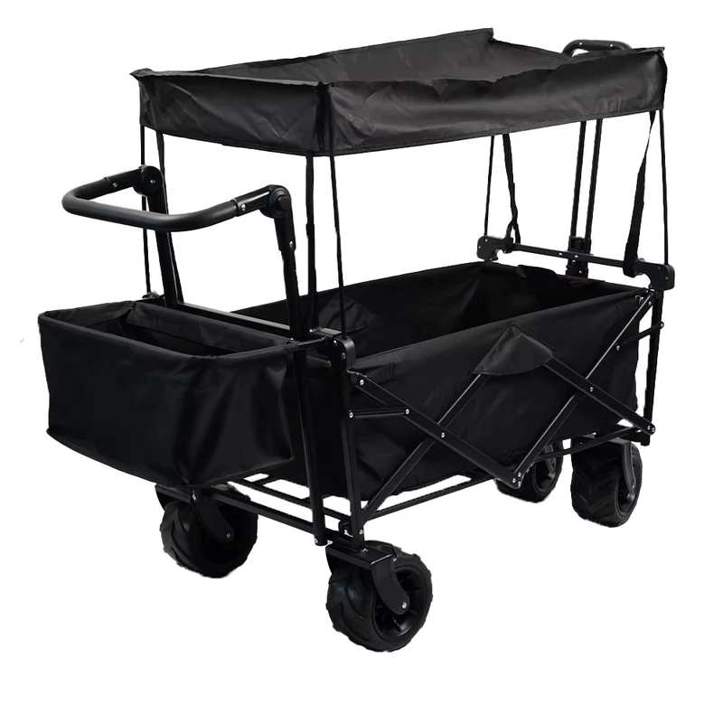 New Design Outdoor Camping Foldable Trolley Wagon Cart with Removable Canopy