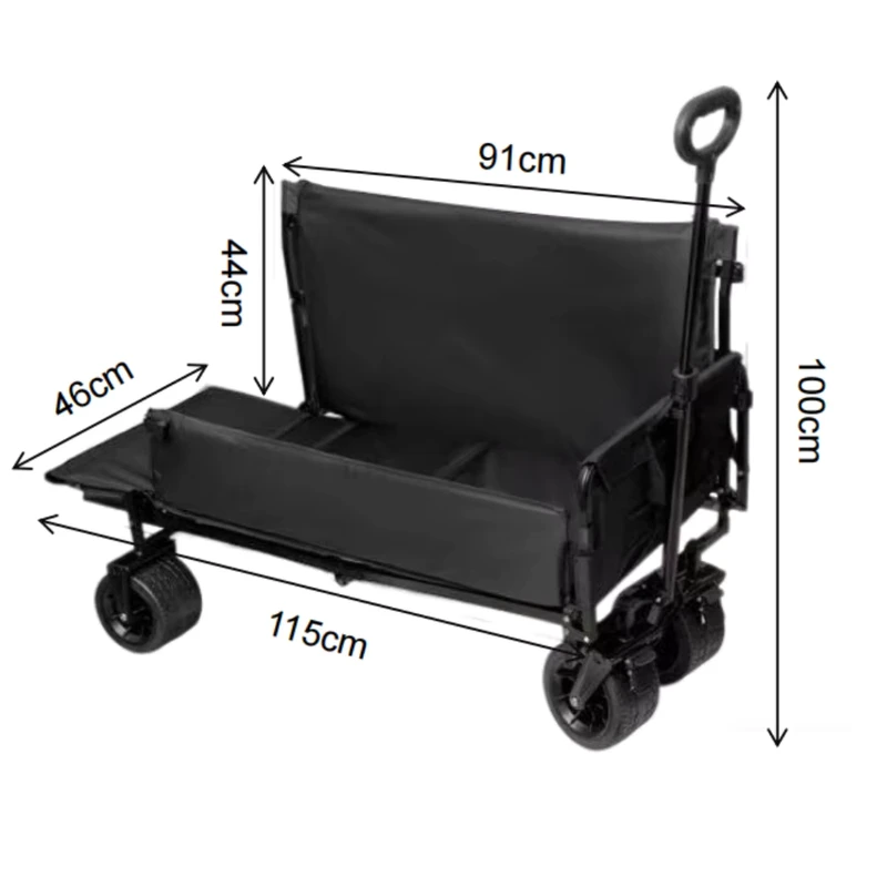 New Design Portable Outdoor Foldable Four-Wheel Enclosed Oxford Cloth Camping Trolley Storage Platform for BBQ Shopping