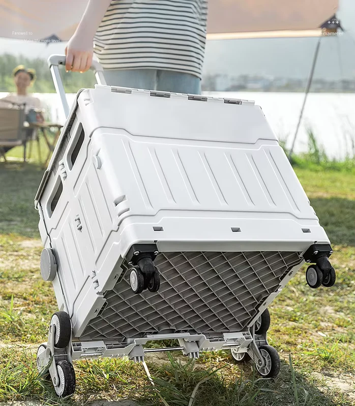 New Design Supermarket Shopping Trolley Cart Outdoor Folding Camping Trolley Cart with Climbing Wheels