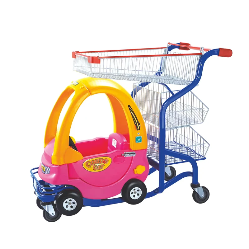 New Developed Plastic Two Seats Kids Shopping Trolley for Supermarket Kids Shopping Cart for Toys
