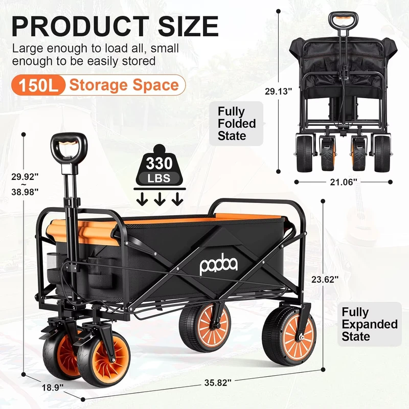New Electric Foldable Picnic Camping Wagon Camping Cart Trail Collapsible Folding Beach Utility Cart Trolley Electric Wagon