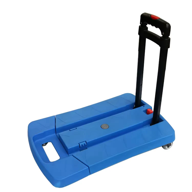 New Model Hand Trolley Cart Loading 300kgs Blue Color Plastic Platform Handtruck Hand Carts Trolleys