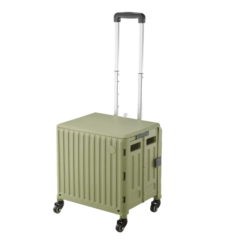 New Portable Folding Trolley Plastic Trolley with Wheels Shopping Hand Cart