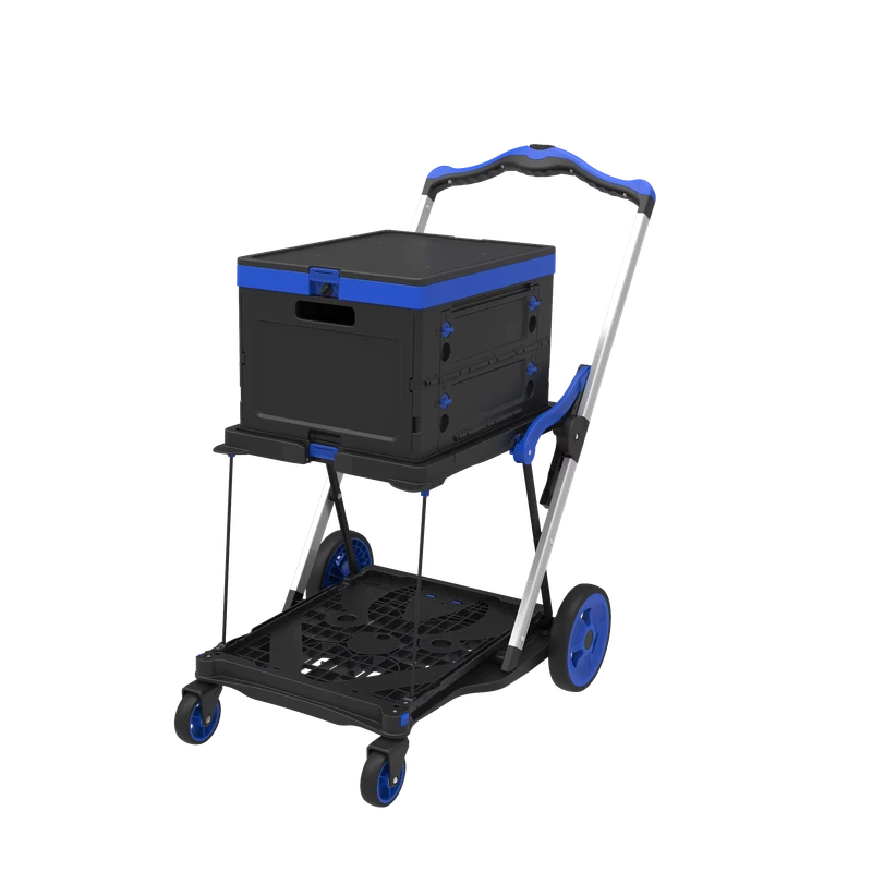 New Product Multifunctional Utility Cart Grocery Folding Cart Shopping Cart with Storage Crate and Lid