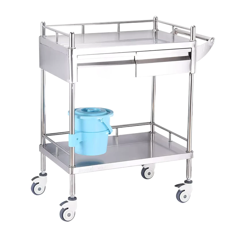 New Style Hospital Emergency Stainless Steel Medical Trolley Treatment Trolley
