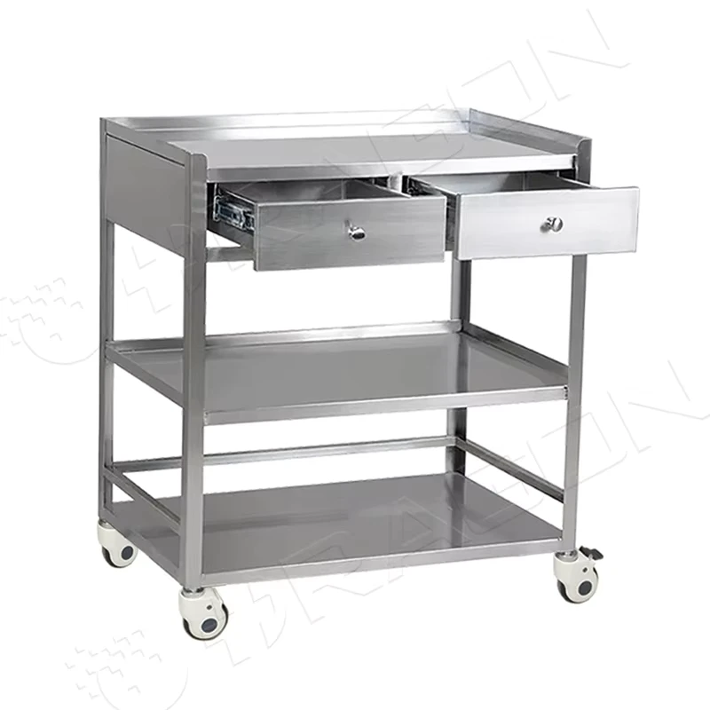 New Style Hospital Emergency Stainless Steel Medical Trolley Treatment Trolley
