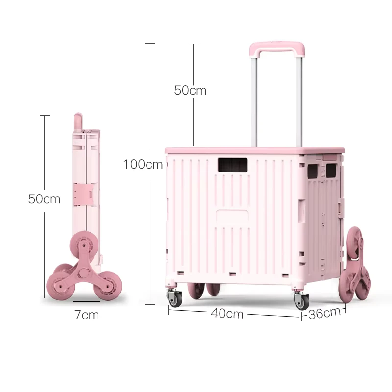 Newest High Quality 4 Wheels Supermarket Foldable Shopping Cart With Lid & Folding Trolley