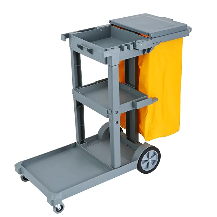 Newest Housekeeping Service Plastic Cleaning Hotel Service Trolley Maid Cart