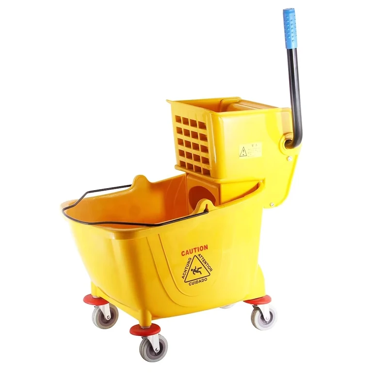 O Cleaning 32L Plastic Mop Bucket With Wringer on Wheels Hotel Home Floor Cleaning Cart Heavy Duty Rolling Squeeze Water Truck