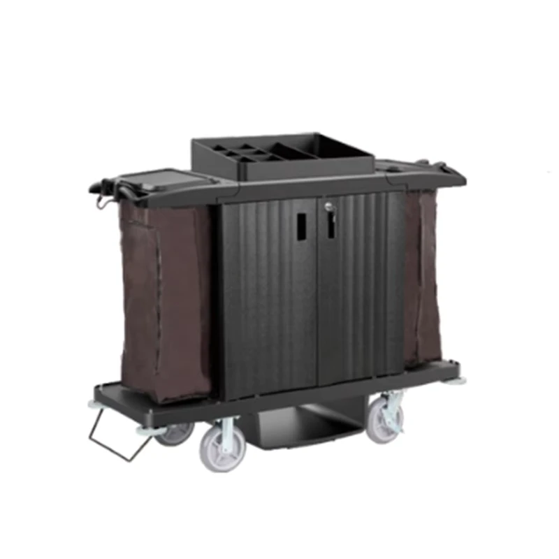 O Cleaning Heavy Duty Plastic Housekeeping Cart Hotel Room Attendant Service Cleaning Cart Hospital Waste Collecting Trolley