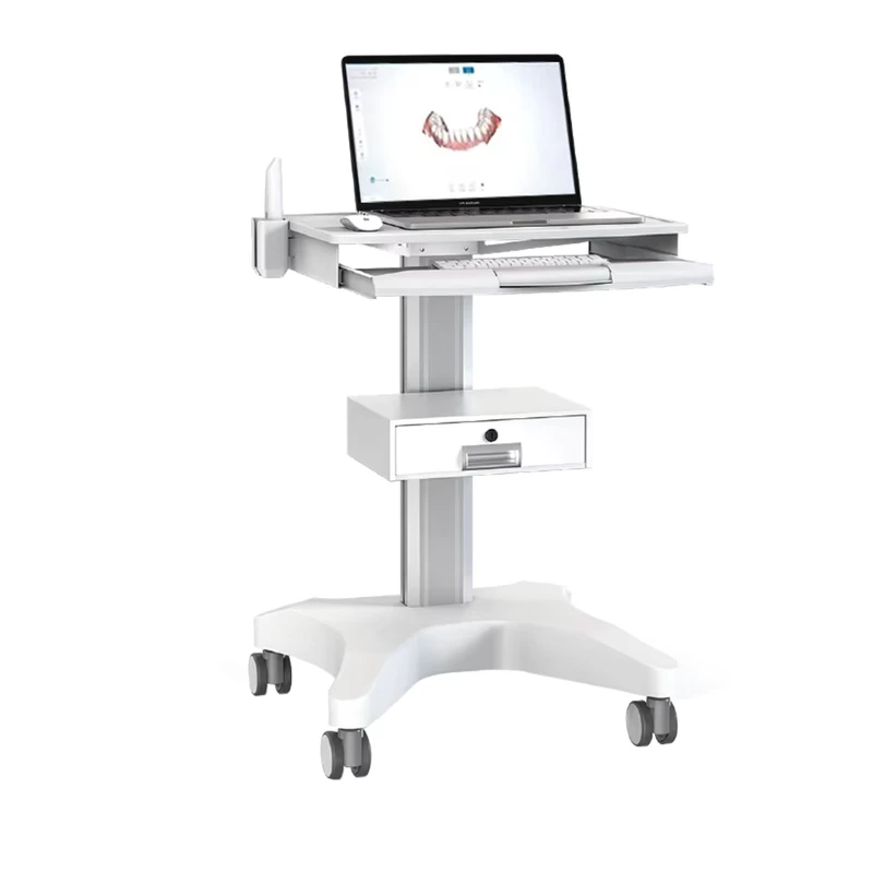 OC 3 Dental Clinic Cart Medical Trolley With Drawers Wheels Laptop Pallet and Oral Scanner Holder for Hospital Office
