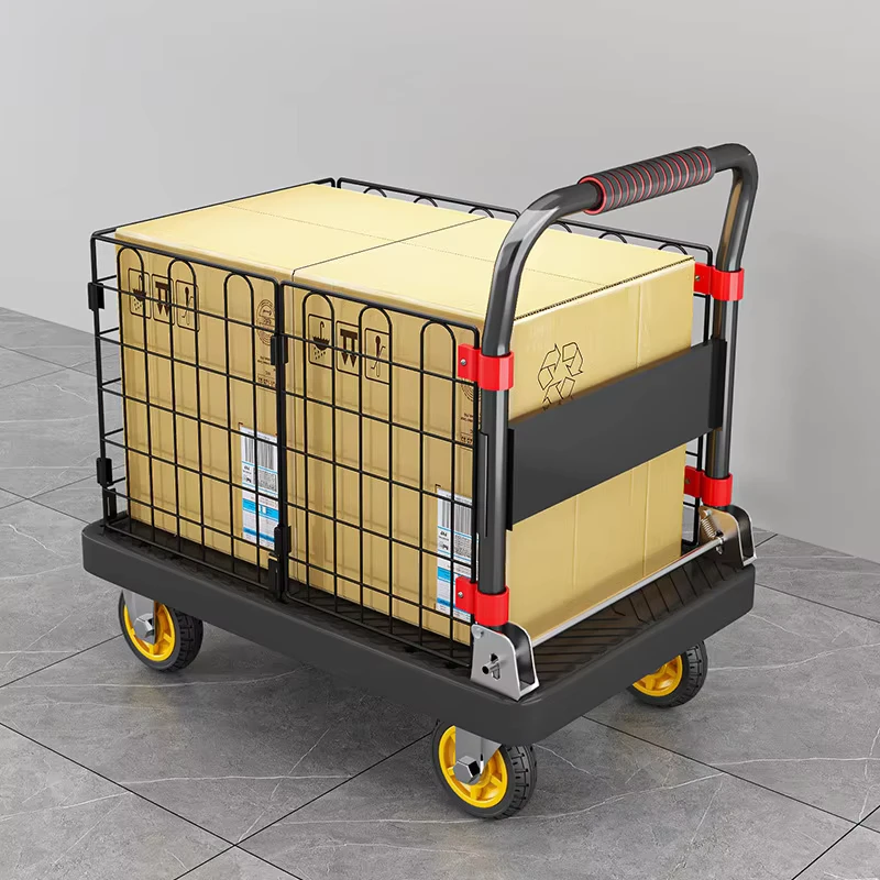 OEM 250kg Handcart and Trolley Shopping Cart with Fence Equipped Cargo Flatbed Hand Truck Handcart for Handling Garden Cart Tools