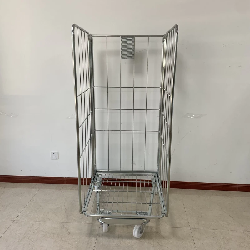 OEM 500kg 3 Sides Nestable Folding Stainless Steel Wire Mesh Roll Containers