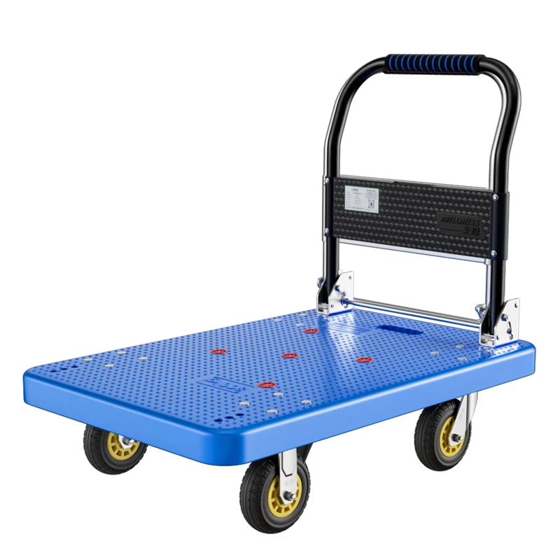 OEM 500kg Max Load 90x60cm Blue Thickened PP Material Hand Trolley for Factory Home Use
