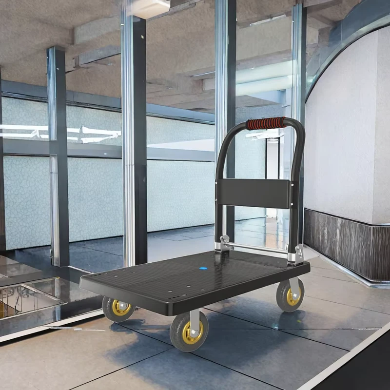 OEM Carrying Goods 200kg 500kg 800kg Foldable Hand Trolley Cart Shopping Luggage Cart 90x60cm Platform Hand Trolley