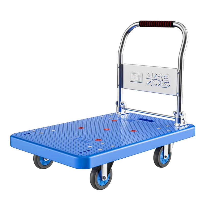 OEM Carrying Goods 200kg Foldable Hand Trolley Cart Shopping Luggage Cart 90x60cm Platform Hand Trolley