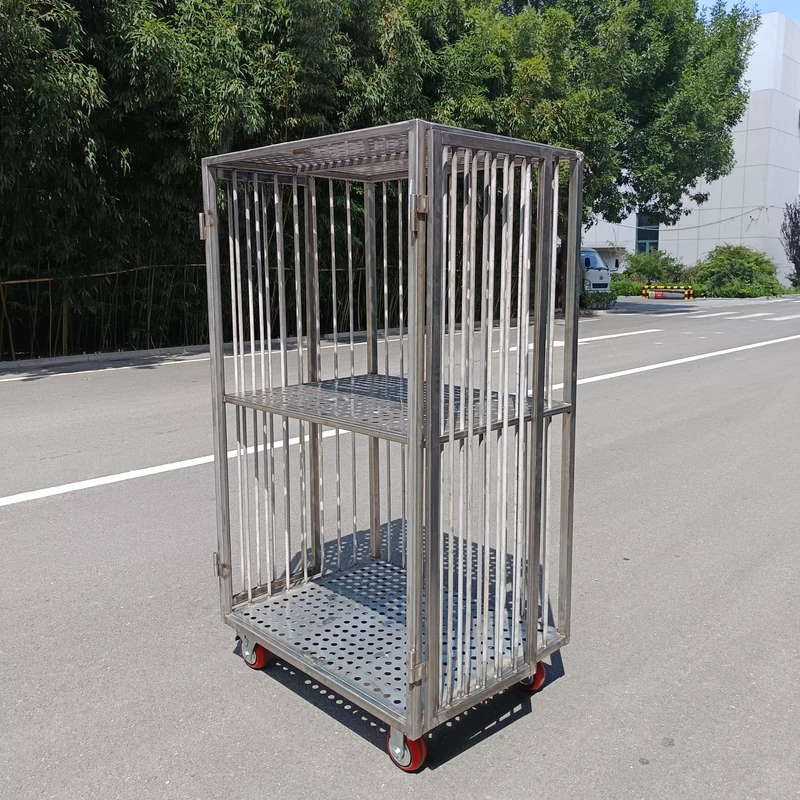 500kg Steel Collapsible Heavy Duty Roll Container Laundry Trolley Hotel Service Cart Wheels Clothes Transport