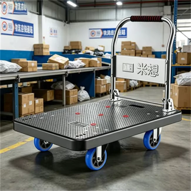 OEM Custom Heavy Duty 4 Wheel Platform Trolley Foldable Hand Truck Dolly 400kg Load Capacity Portable
