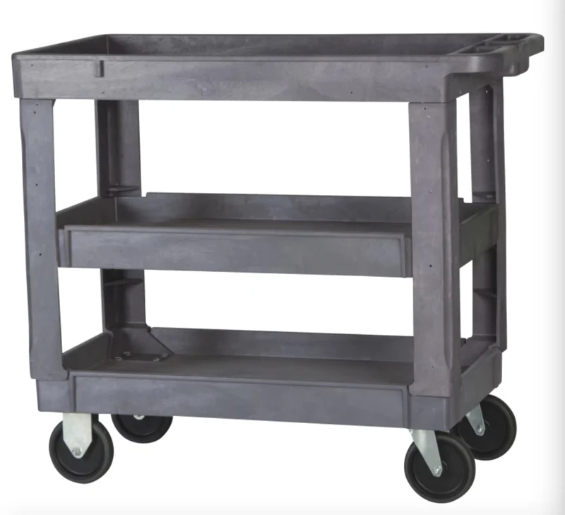 OEM Custom Heavy Duty Three Shelf Plastic Platform Service Dolly with Four Wheel for Industrial Warehouse Use