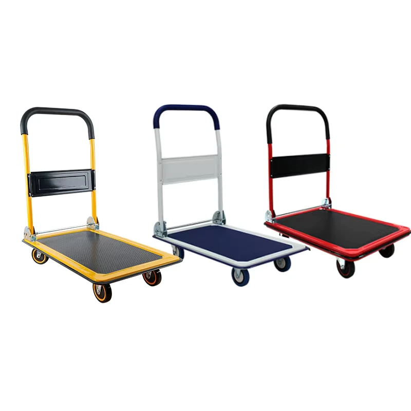 OEM Customizable 100kg Load Capacity Four Wheel Metal Hand Trolley Platform Hand Truck Loading High Capacity