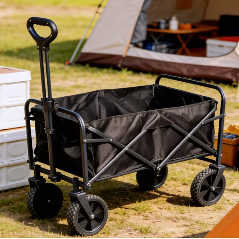 OEM Customizable Aluminum Alloy Four Wheel Enclosed Platform Durable Foldable Trolley Cart for Camping Beach Shopping Tools Use