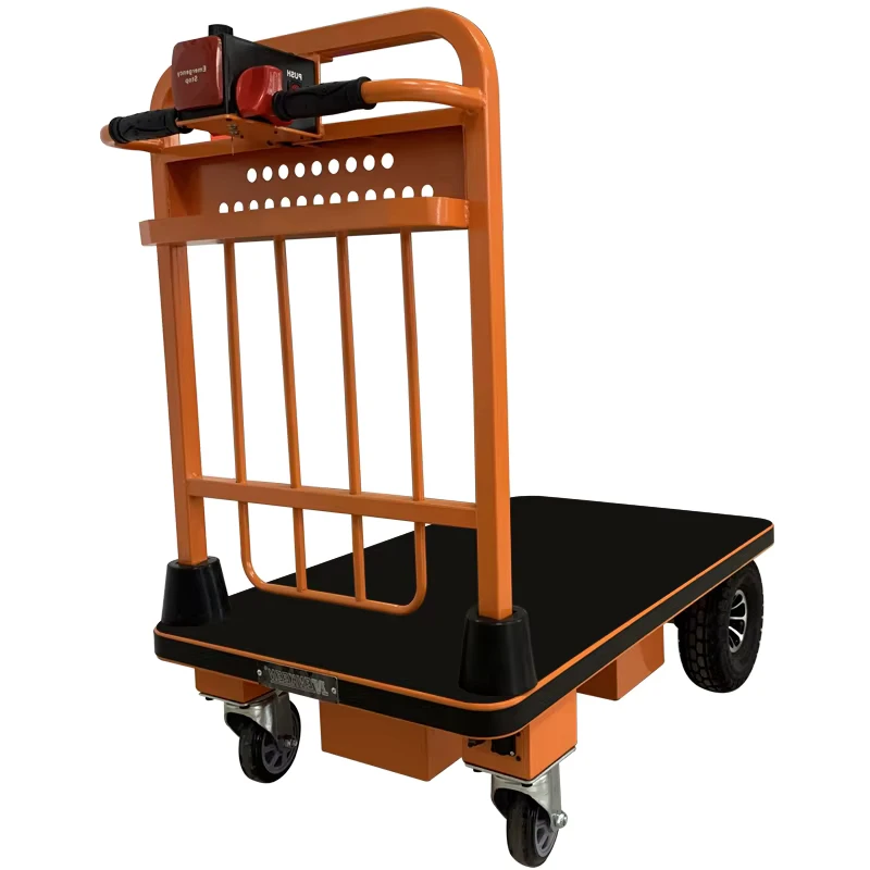 OEM Customizable Electric Warehouse Hand Cart Trolley Four Wheel Design for Efficient Heavy Load Moving