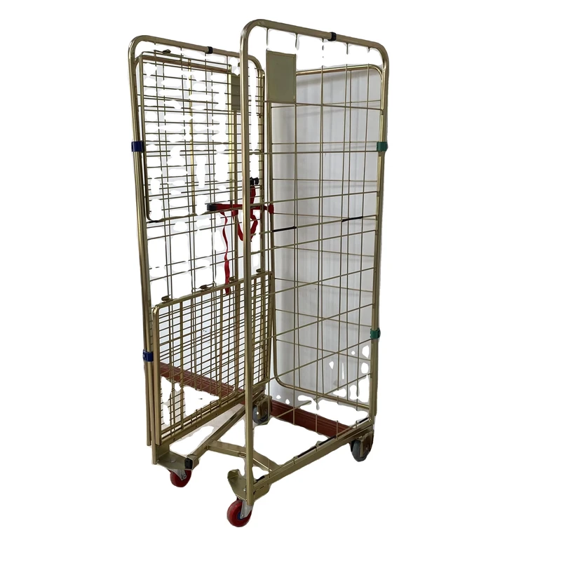 OEM Customizable Folding Steel Metal Rolling Cargo Wire Mesh Trolley Cage Supermarket Storage Galvanized Roll Container Tools