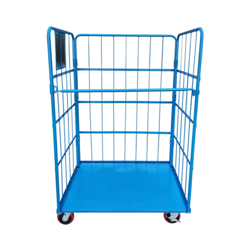 OEM Customizable Four Wheel Rolling Cage Supermarket Warehouse Roll Container Trolley