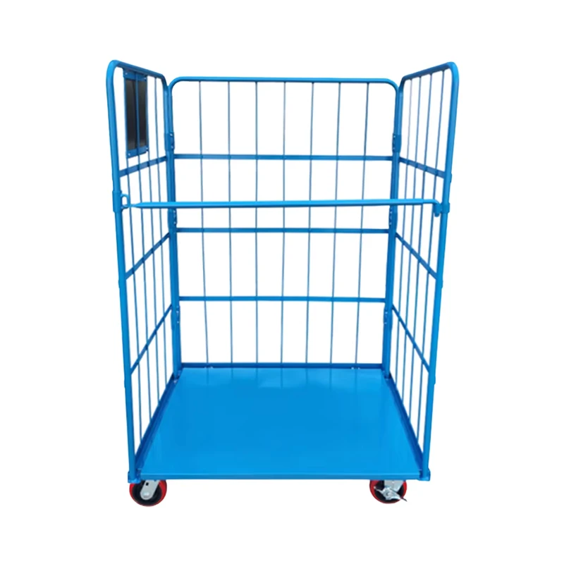 OEM Customizable Four Wheel Stainless Steel Supermarket Warehouse Roll Container Trolley