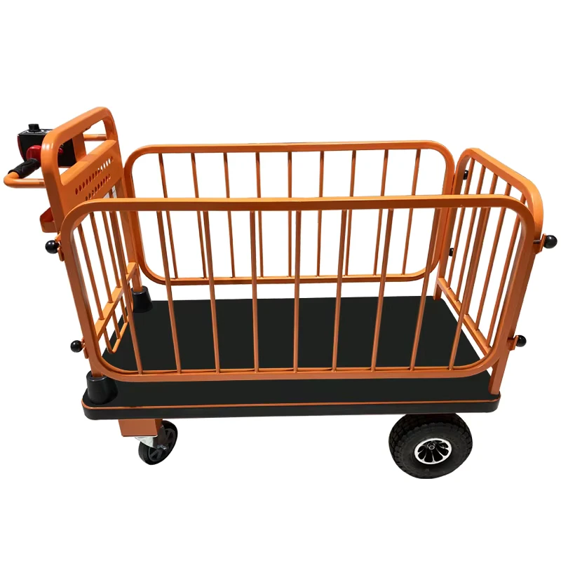OEM Customizable Garden Cart Four Wheel Electric Warehouse Hand Cart Trolley Efficient Heavy Load Moving Solution