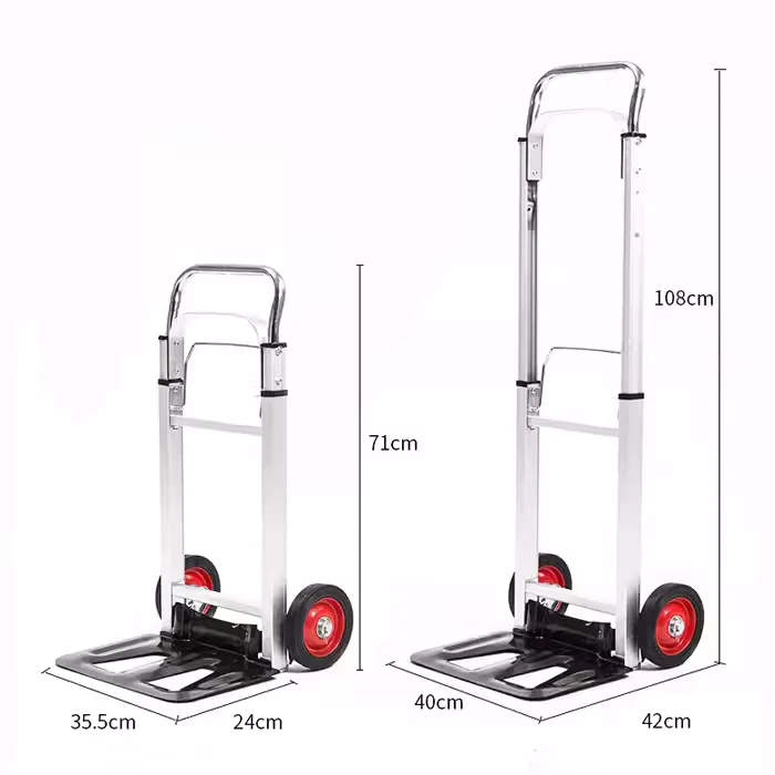 OEM Customizable Portable Folding Aluminum Two-Wheeled Trolley Industrial Tool Trolley 100kg Load Iron Rubber Shopping Cart