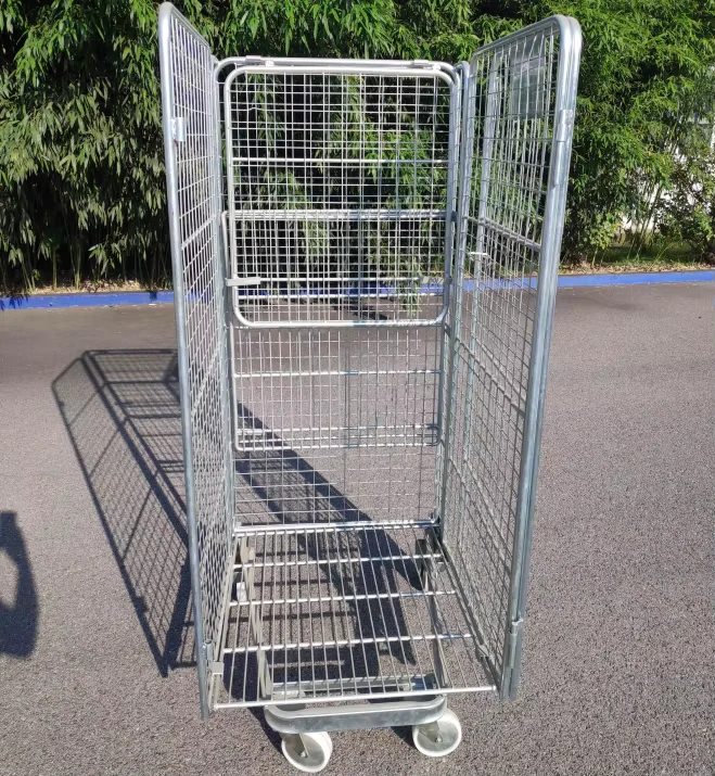 OEM Customizable Portable Folding Four Wheeled Garden Cart with Platform for Tools Transportation Hand Trolley Shopping Cart