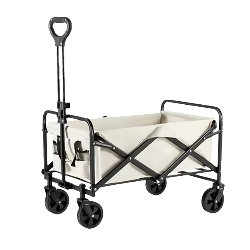 OEM Customizable Steel Four-Wheel Enclosed Durable Foldable Trolley Cart for Camping & Beach Use
