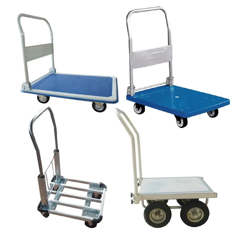 OEM Customization Heavy Duty Steel Plastic Trolley Cart 300kg Load Capacity Four Wheel Hand Truck Industrial Tools