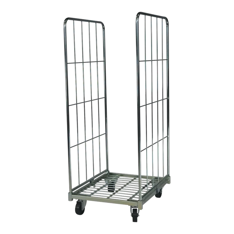 OEM Galvanized Steel Roll Box Container Collapsible Wire Mesh Folding Trolley Cart for Storage
