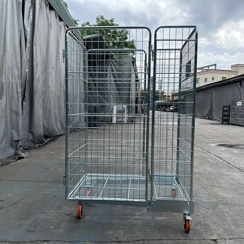 OEM Heavy Duty Collapsible Steel Platform Transport Trolley Adjustable Outdoor Material Transfer Roll Container Cage