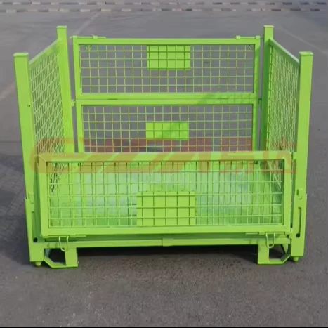 OEM Heavy Duty Durable Foldable Wire Rack Industrial Warehouse Cargo Cage for Equipment Storage Stackable