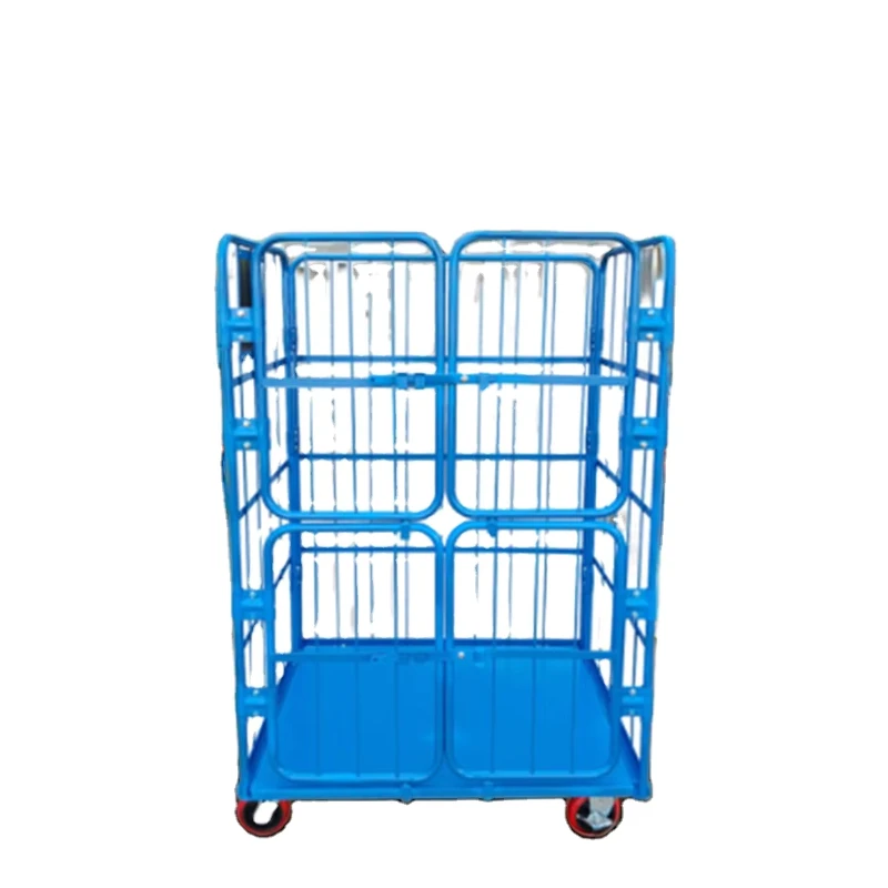 OEM Heavy Duty Steel Push Trolley Durable Wire Roll Container for Logistics Warehouse Storage Cargo Storage Equipment