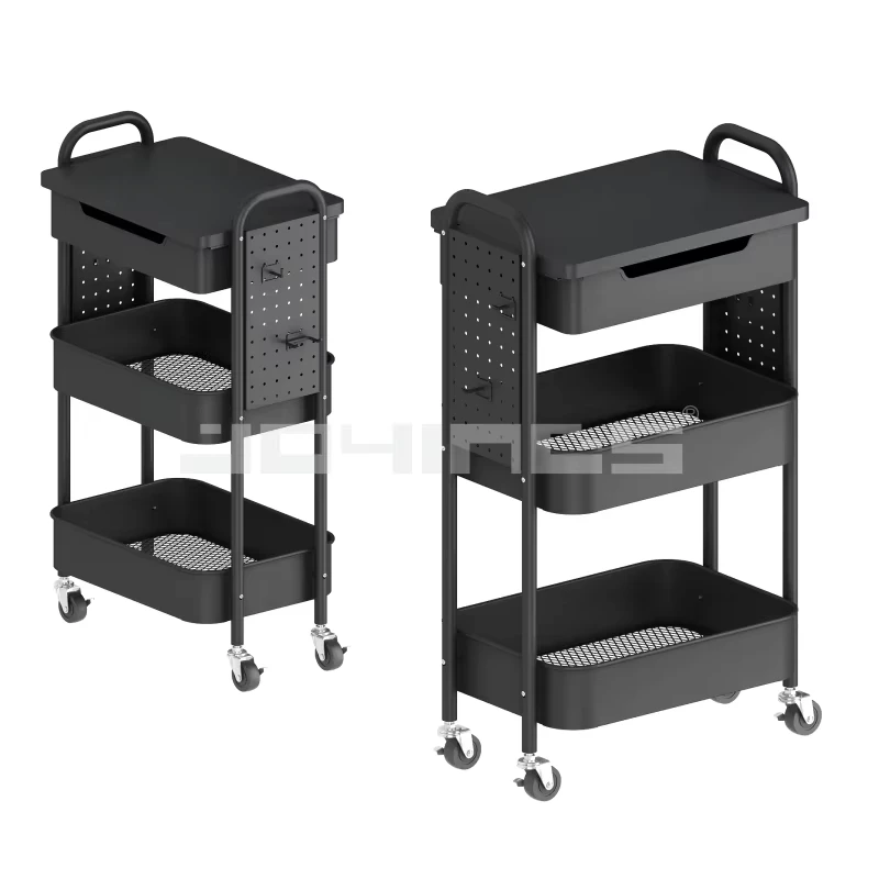 OEM Household Multi Layer Metal Utility Rack Rolling Trolley Cart for Bedroom Snack Spice Jar Storage in Home Kitchen Bathroom