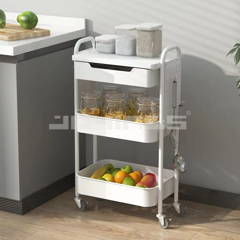 OEM Household Multi Layer Metal Utility Rack Rolling Trolley Cart for Bedroom Snack Spice Jar Storage in Home Kitchen Bathroom
