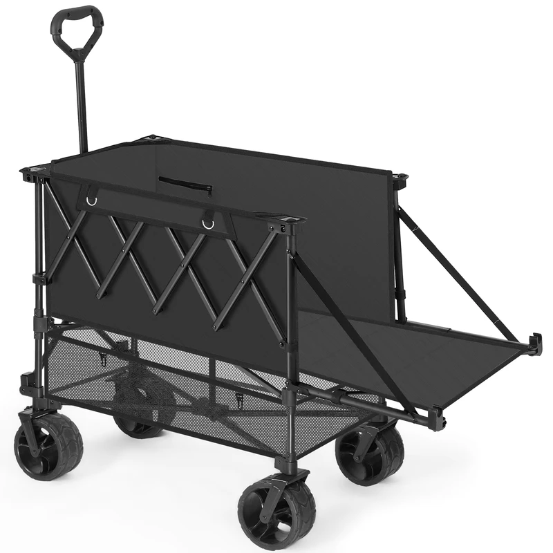 OEM New Design Heavy Duty Double Layer Foldable Four Wheel Waterproof Beach Camping Outdoor Wagon Cart