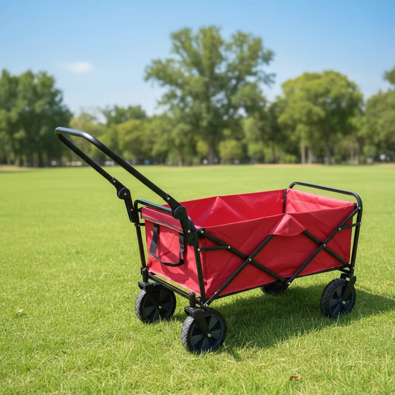 OEM ODM Accepted Portable Stainless Steel Four Wheel Folding Cart 80KG Load Capacity for Outdoor Camping Vehicle Picnic Trolley