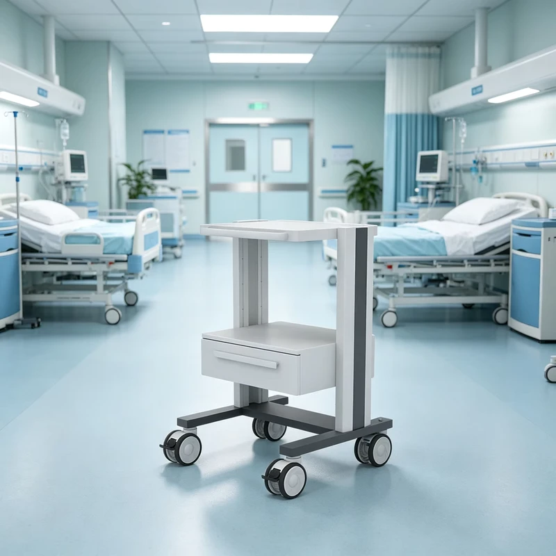 OEM ODM Factory Supply Medical Endoscope Tower Cart Aluminum Alloy Endoscopy Trolley with Storage Cabinet for Hospital