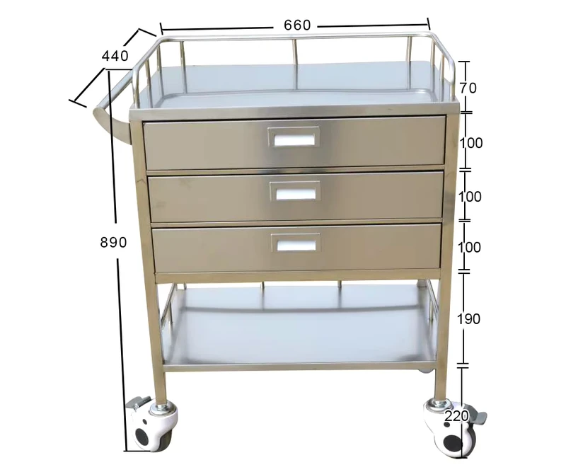 OEM ODM HUAYI HYMTD 3 Commercial Stainless Steel Trolley 2 3 4 5 layer Trolley Cart for Kitchen and Restaurant with Drawers