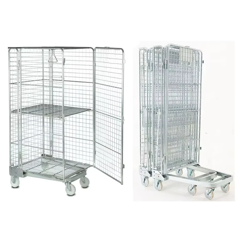 OEM ODM Industrial Steel Storage Cages with Wheels Trolley Roll Box Container 500kg Capacity Lockable Logistic Trolley Cart